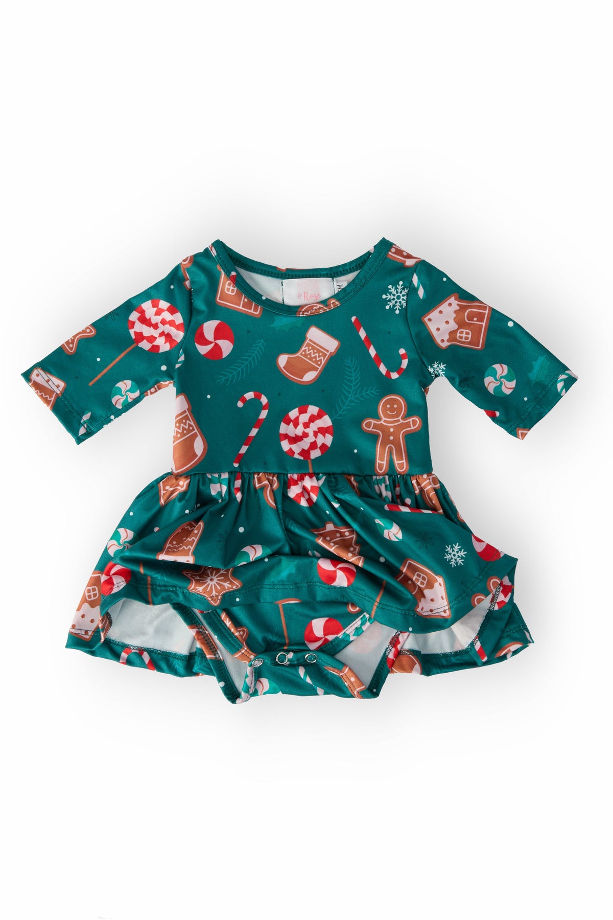 Gingerbread House 3/4 Sleeve Twirl Bodysuit 3