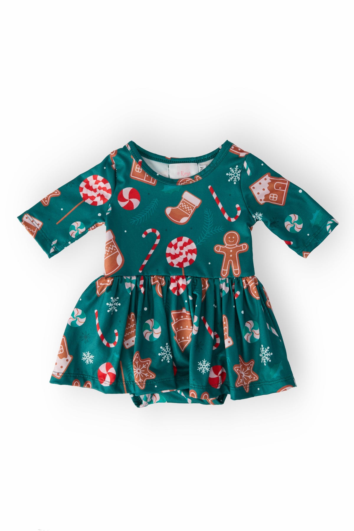 Gingerbread House 3/4 Sleeve Twirl Bodysuit 1