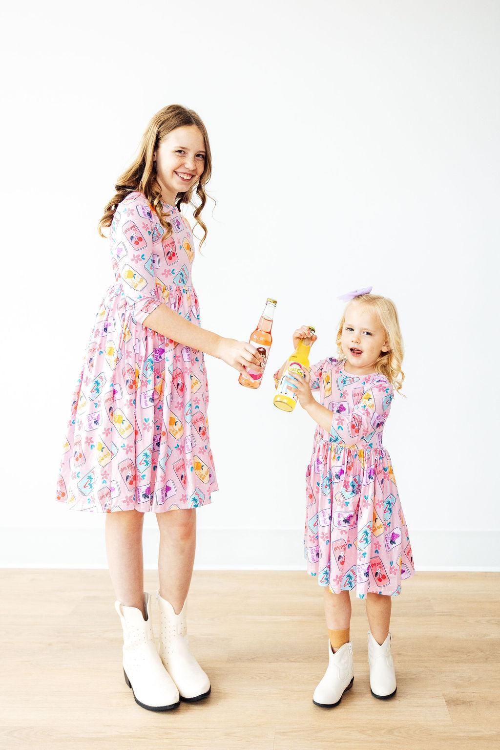 Girly Pop 3/4 Sleeve Pocket Twirl Dress 4