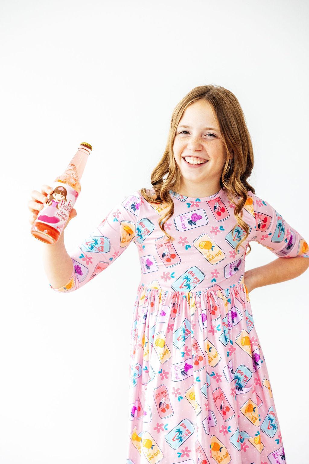 Girly Pop 3/4 Sleeve Pocket Twirl Dress 5