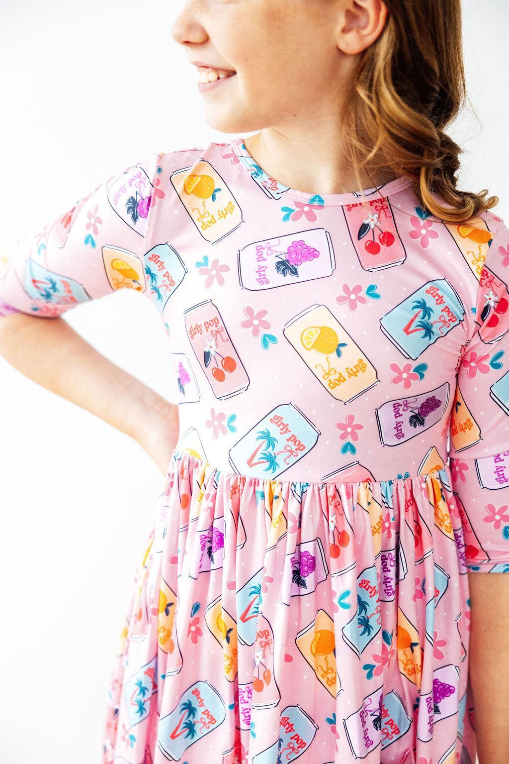 Girly Pop 3/4 Sleeve Pocket Twirl Dress 6