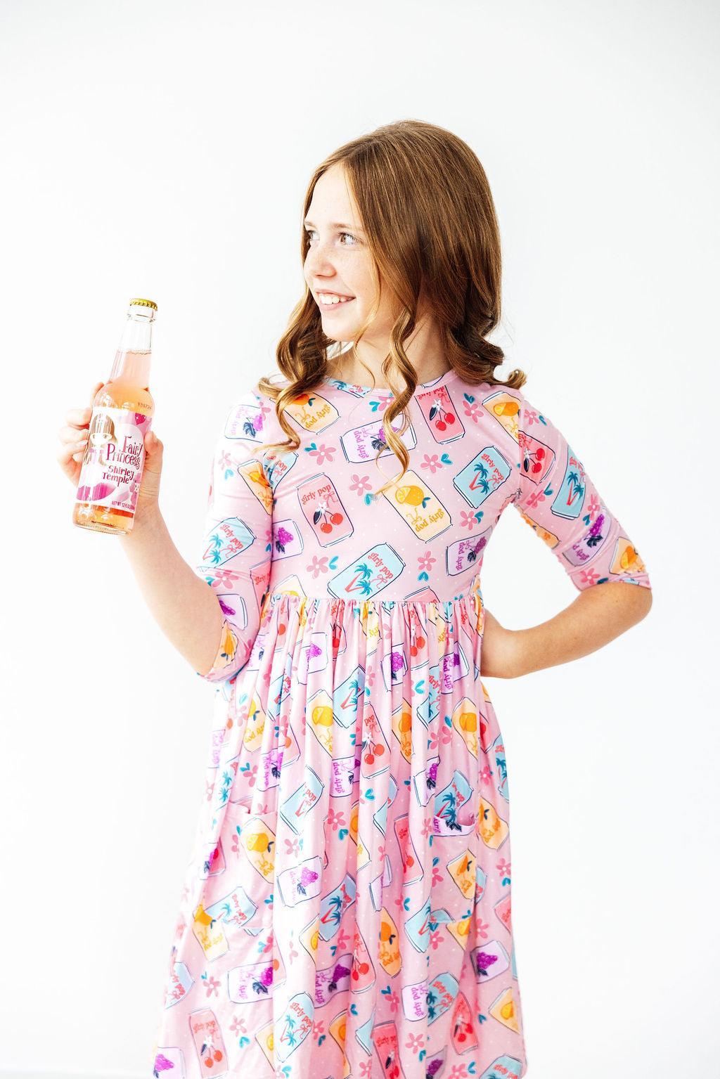 Girly Pop 3/4 Sleeve Pocket Twirl Dress 7