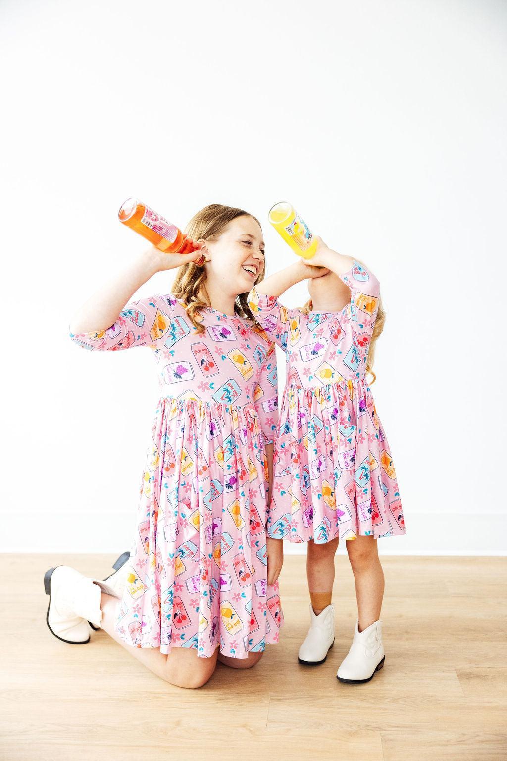 Girly Pop 3/4 Sleeve Pocket Twirl Dress 8