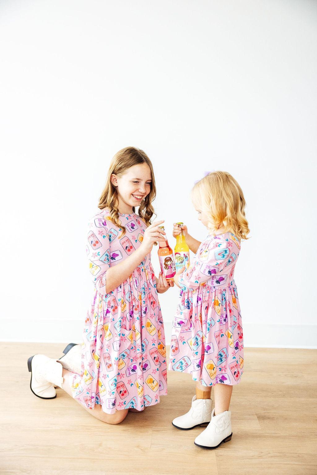 Girly Pop 3/4 Sleeve Pocket Twirl Dress 9