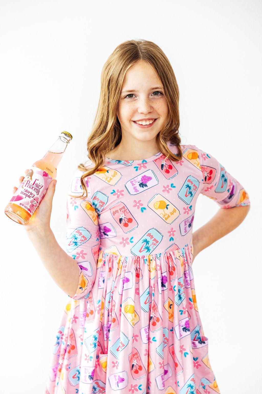 Girly Pop 3/4 Sleeve Pocket Twirl Dress 1