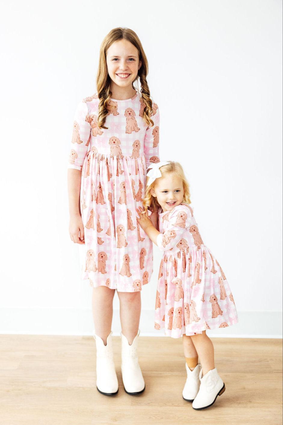 Goldendoodle 3/4 Sleeve Pocket Twirl Dress 4