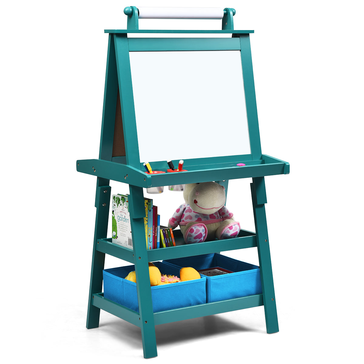 3 in 1 Double-Sided Storage Art Easel-Brown 3