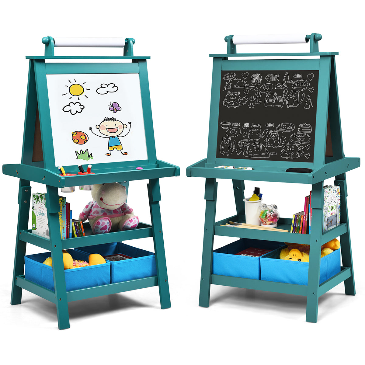 3 in 1 Double-Sided Storage Art Easel-Brown 5