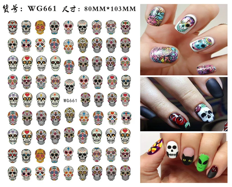 Nail Sticker Snake  Dragon Butterfly Black Multicolor Decals Nail Art Tattoo Slider Water Transfer Letter Nails Art Decoration 34