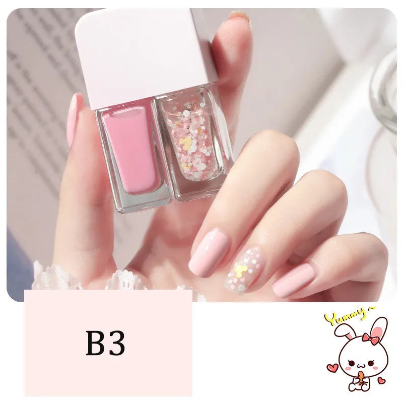 New 2 In 1 Candy Color Nail Polish Manicure Water-based Bright Scrub No Bake No Peeling Quick Dry Waterproof Lasting Nail Polish 8
