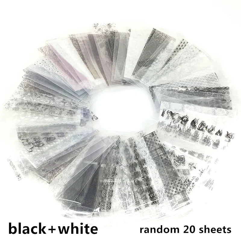 20 Rolls Halloween Nail Foils Gradient Transfer Paper Christmas Nail Art Stickers Stripe Floral Manicure Decals Nails Decoration 9