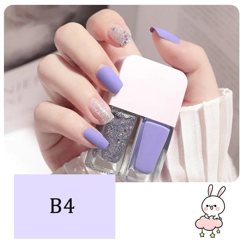 New 2 In 1 Candy Color Nail Polish Manicure Water-based Bright Scrub No Bake No Peeling Quick Dry Waterproof Lasting Nail Polish 14