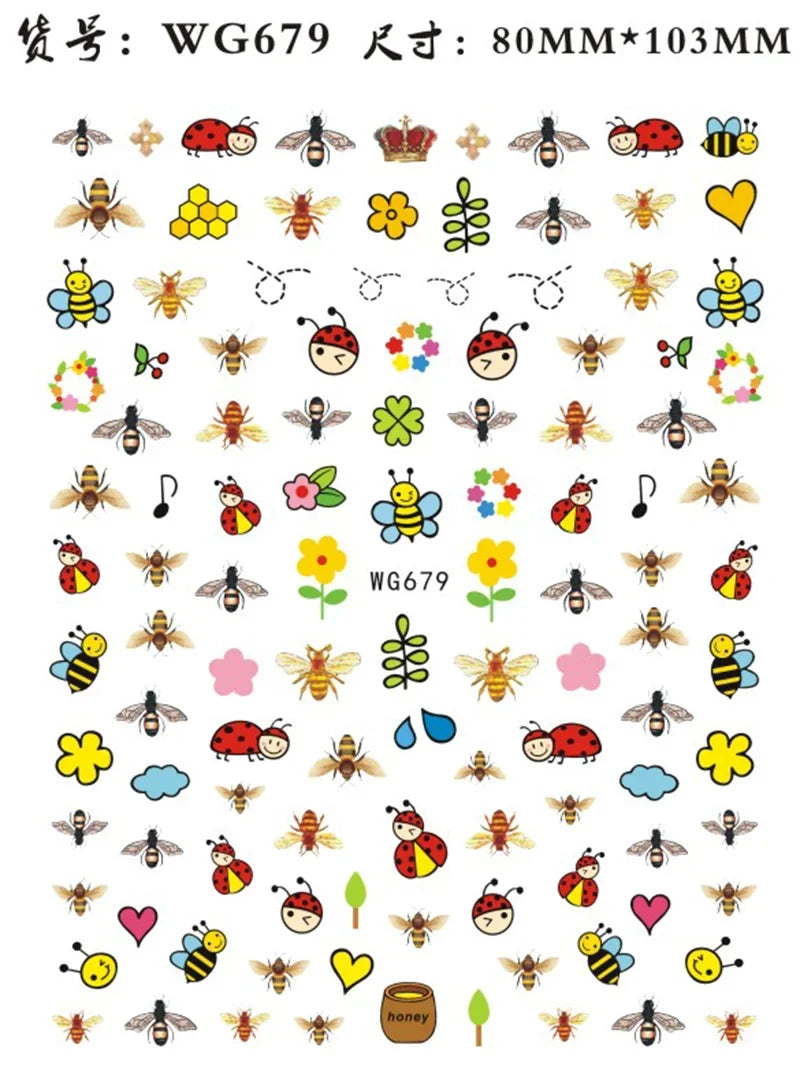 Nail Sticker Snake  Dragon Butterfly Black Multicolor Decals Nail Art Tattoo Slider Water Transfer Letter Nails Art Decoration 17