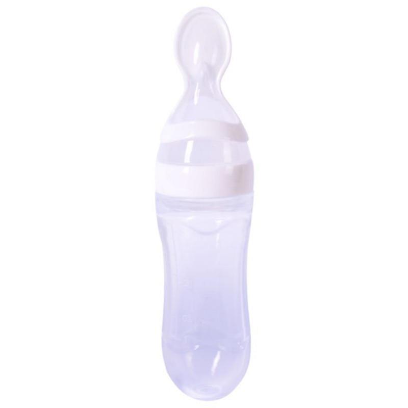 Silicone Baby Bottle With Spoon Food Supplement Bottles Squeeze Spoon Milk Feeding Bottle Cup For Baby and Kids 7