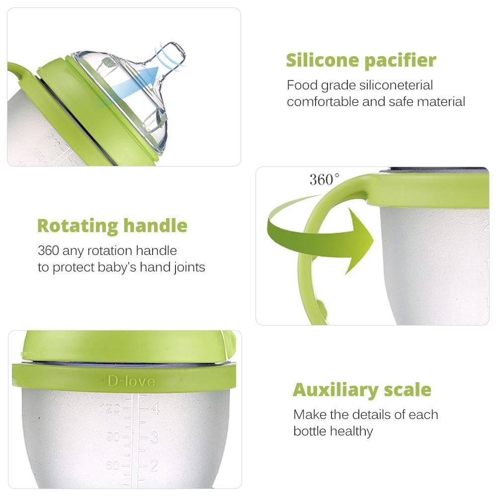 Baby Bottle For Milk and Breastmilk Wide Neck Soft Silicone Feeding Container Baby Water Bottle kids Nursing Bottles 4