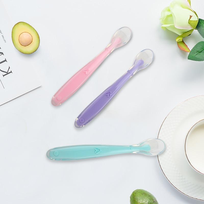 New Baby Soft Silicone Spoon Temperature Sensing Spoon Children Food Baby Feeding Tools Unique Design Perfect For Parents 3