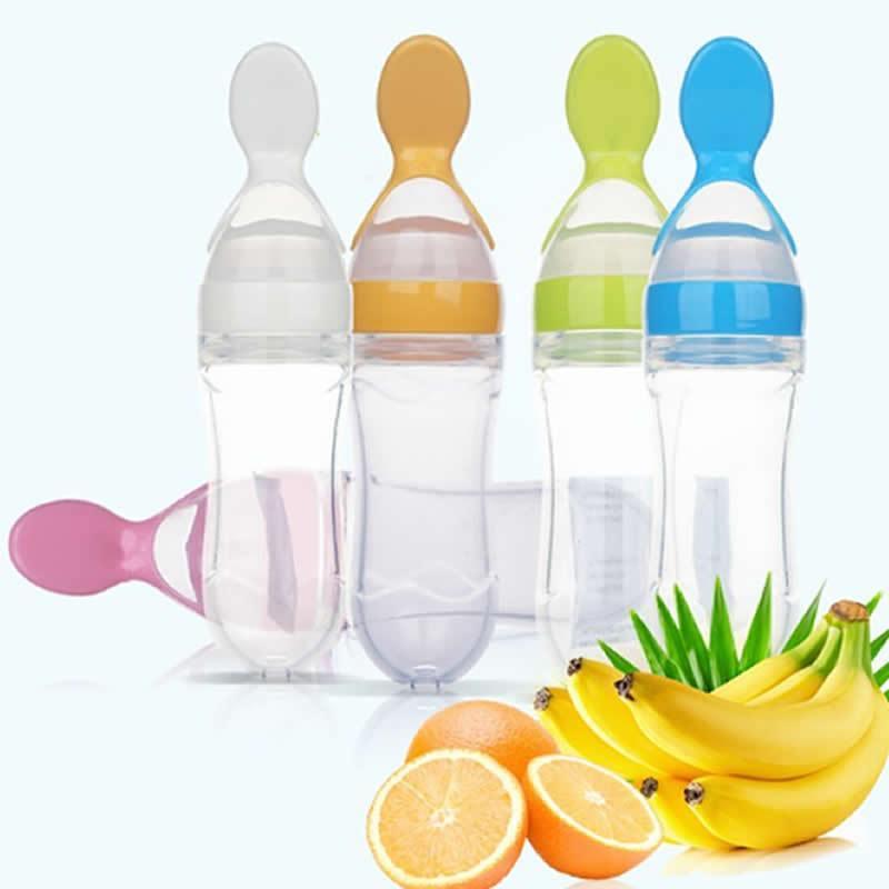 NEW Baby Feeding Bottle Spoon With Silicone Spoon Newborn Infant Squeeze Spoon Toddler Supplement food Bottle Feeder For Kids and Baby 3