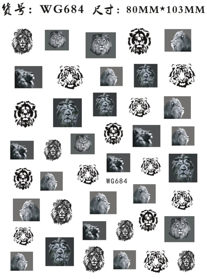 Nail Sticker Snake  Dragon Butterfly Black Multicolor Decals Nail Art Tattoo Slider Water Transfer Letter Nails Art Decoration 20