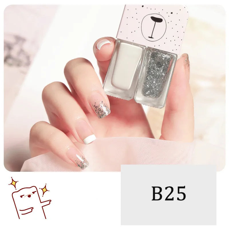 New 2 In 1 Candy Color Nail Polish Manicure Water-based Bright Scrub No Bake No Peeling Quick Dry Waterproof Lasting Nail Polish 25