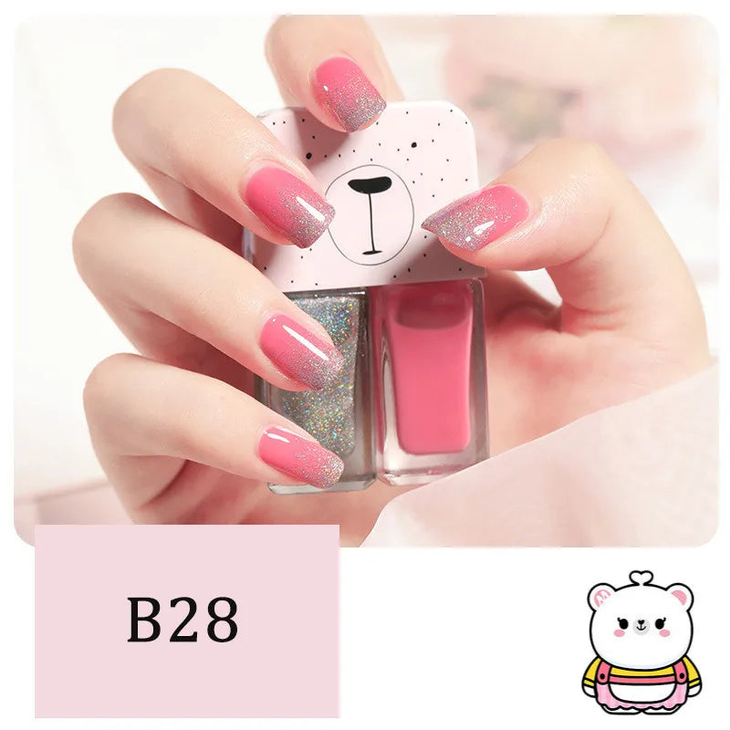 New 2 In 1 Candy Color Nail Polish Manicure Water-based Bright Scrub No Bake No Peeling Quick Dry Waterproof Lasting Nail Polish 20