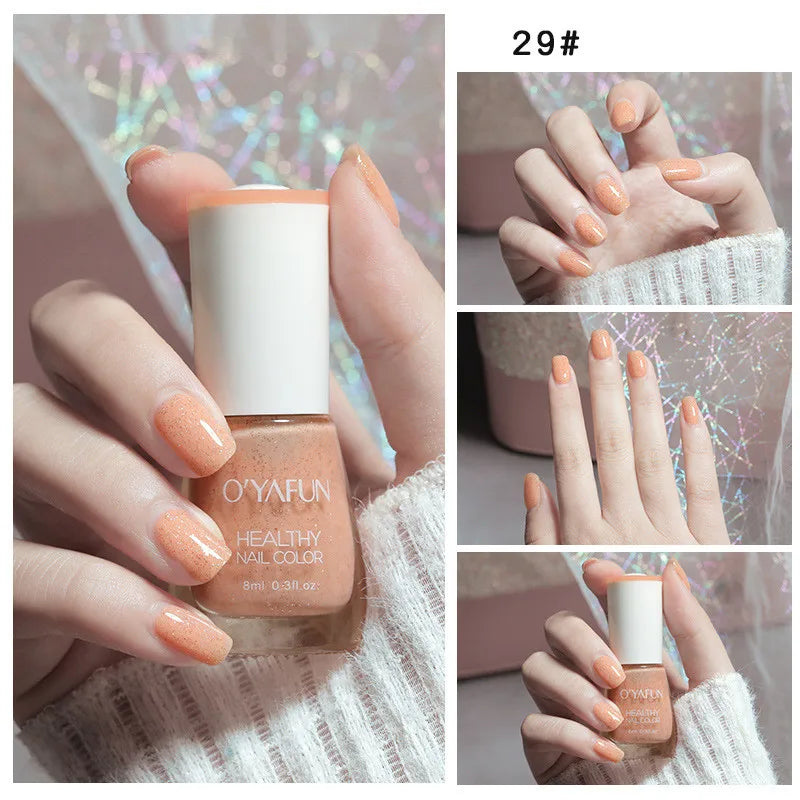 Nail Art Tearable Quick Dry Normal Without Lamp Nail Polish Glitter Sequins UV Varnish Matte Waterproof No-bake Nail Polish 21