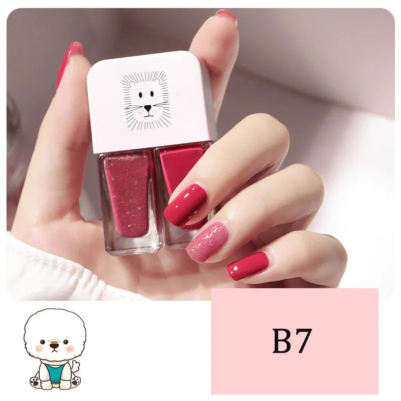 New 2 In 1 Candy Color Nail Polish Manicure Water-based Bright Scrub No Bake No Peeling Quick Dry Waterproof Lasting Nail Polish 11