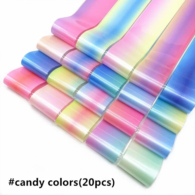 20 Rolls Halloween Nail Foils Gradient Transfer Paper Christmas Nail Art Stickers Stripe Floral Manicure Decals Nails Decoration 7