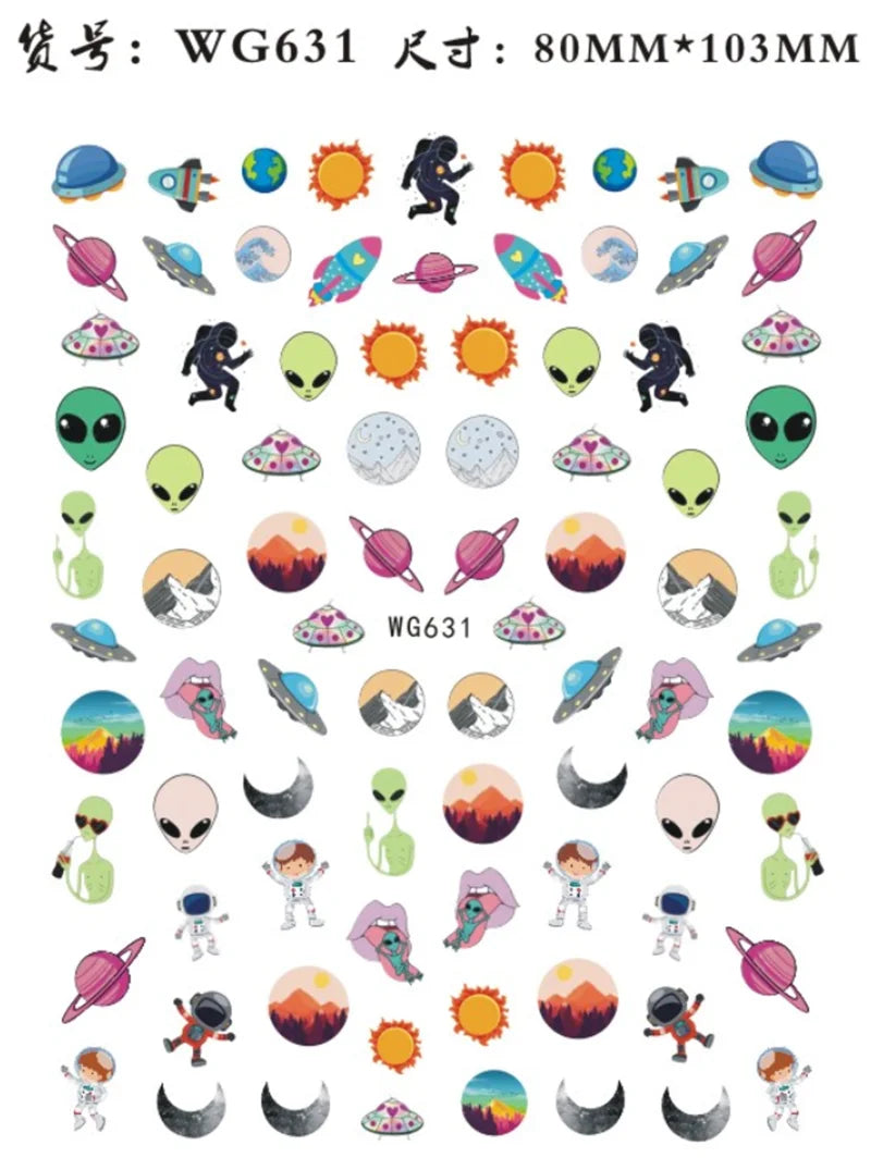 Nail Sticker Snake  Dragon Butterfly Black Multicolor Decals Nail Art Tattoo Slider Water Transfer Letter Nails Art Decoration 15