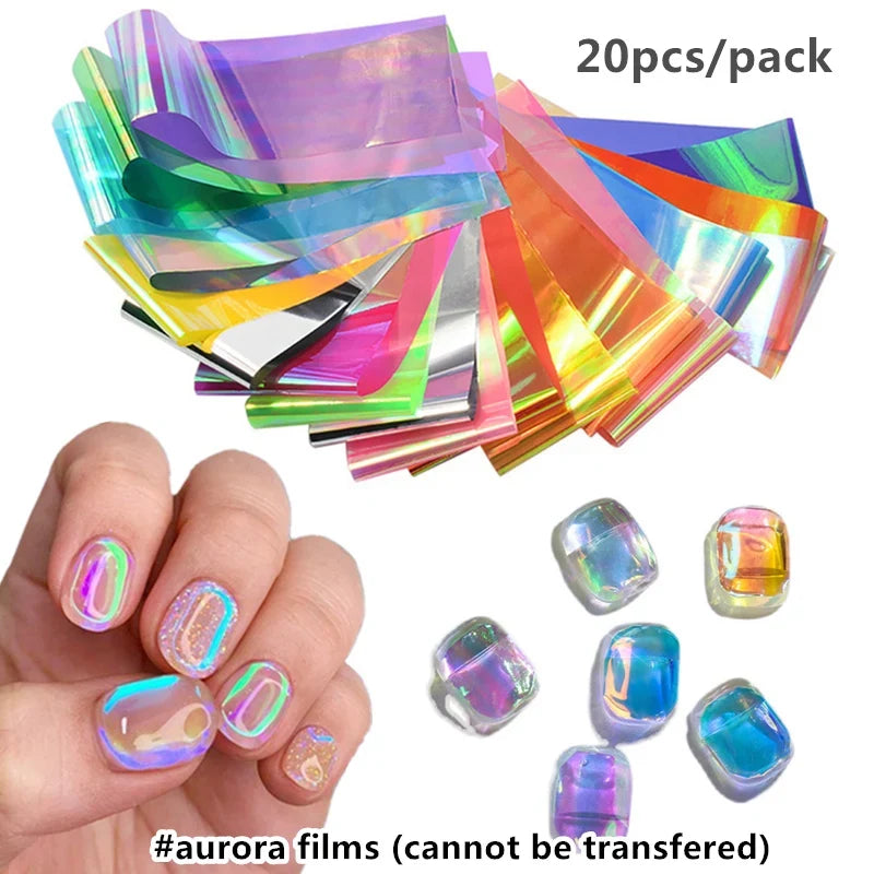 20 Rolls Halloween Nail Foils Gradient Transfer Paper Christmas Nail Art Stickers Stripe Floral Manicure Decals Nails Decoration 17
