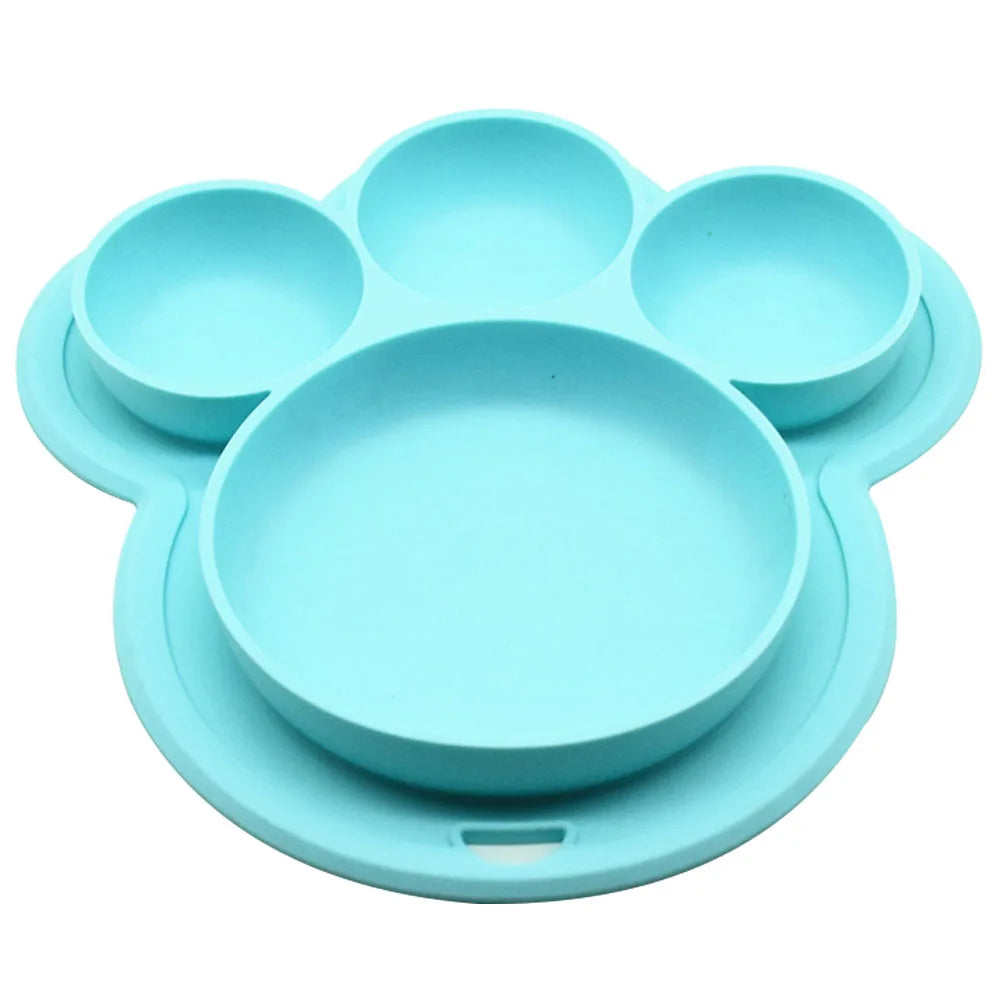 Kids Food-grade Silicone Home Dinner Dish Baby Plate Tableware Bear Paw Shape Children Training Cartoon Bowls Suction Toddler 10
