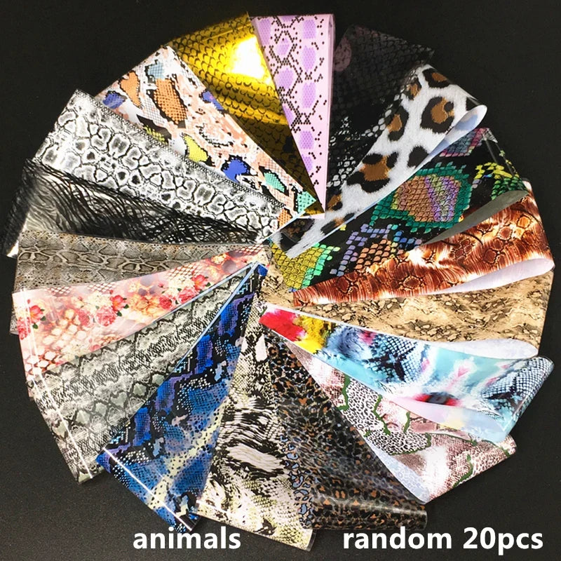 20 Rolls Halloween Nail Foils Gradient Transfer Paper Christmas Nail Art Stickers Stripe Floral Manicure Decals Nails Decoration 12
