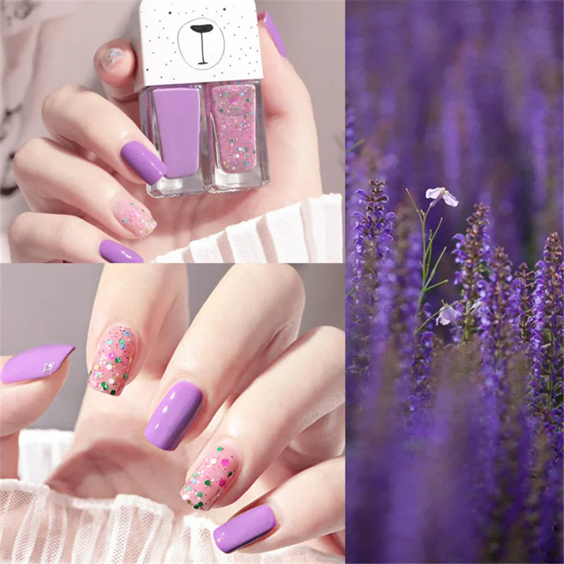 New 2 In 1 Candy Color Nail Polish Manicure Water-based Bright Scrub No Bake No Peeling Quick Dry Waterproof Lasting Nail Polish 4