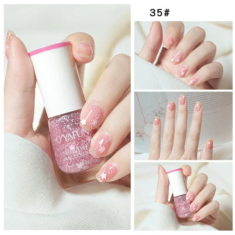 Nail Art Tearable Quick Dry Normal Without Lamp Nail Polish Glitter Sequins UV Varnish Matte Waterproof No-bake Nail Polish 40