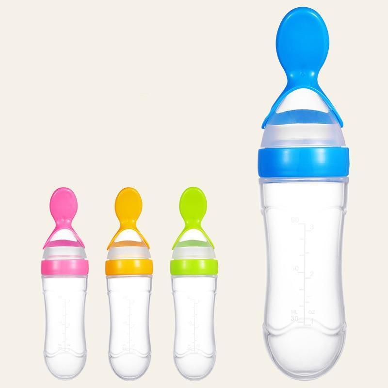 NEW Baby Feeding Bottle Spoon With Silicone Spoon Newborn Infant Squeeze Spoon Toddler Supplement food Bottle Feeder For Kids and Baby 12