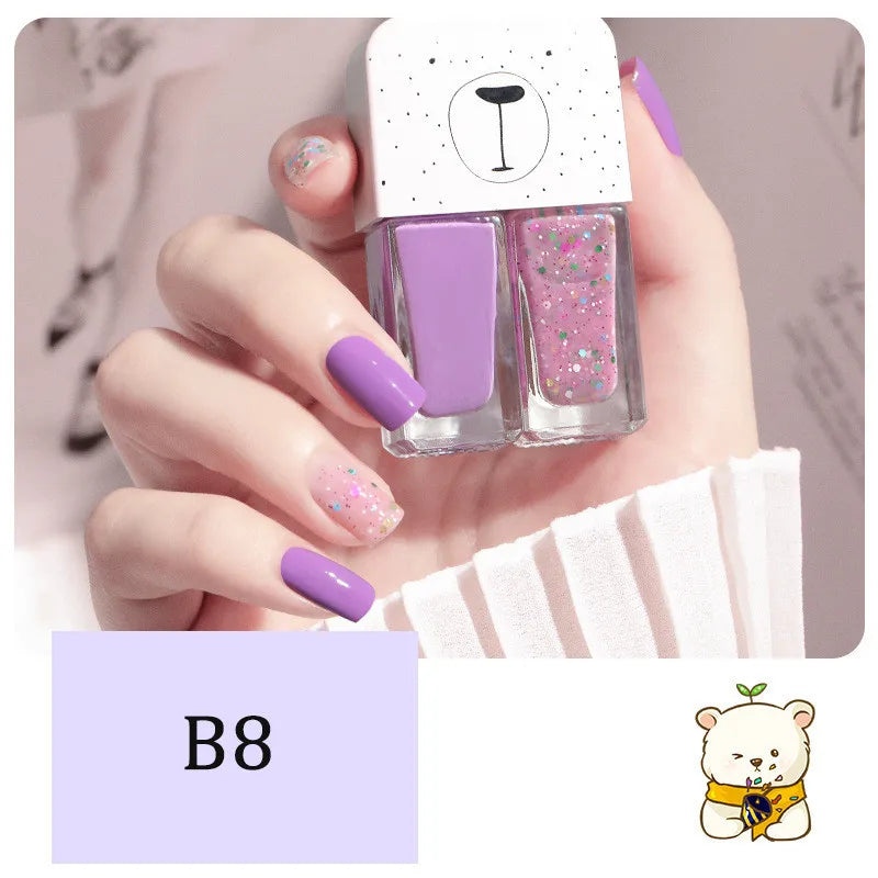 New 2 In 1 Candy Color Nail Polish Manicure Water-based Bright Scrub No Bake No Peeling Quick Dry Waterproof Lasting Nail Polish 12