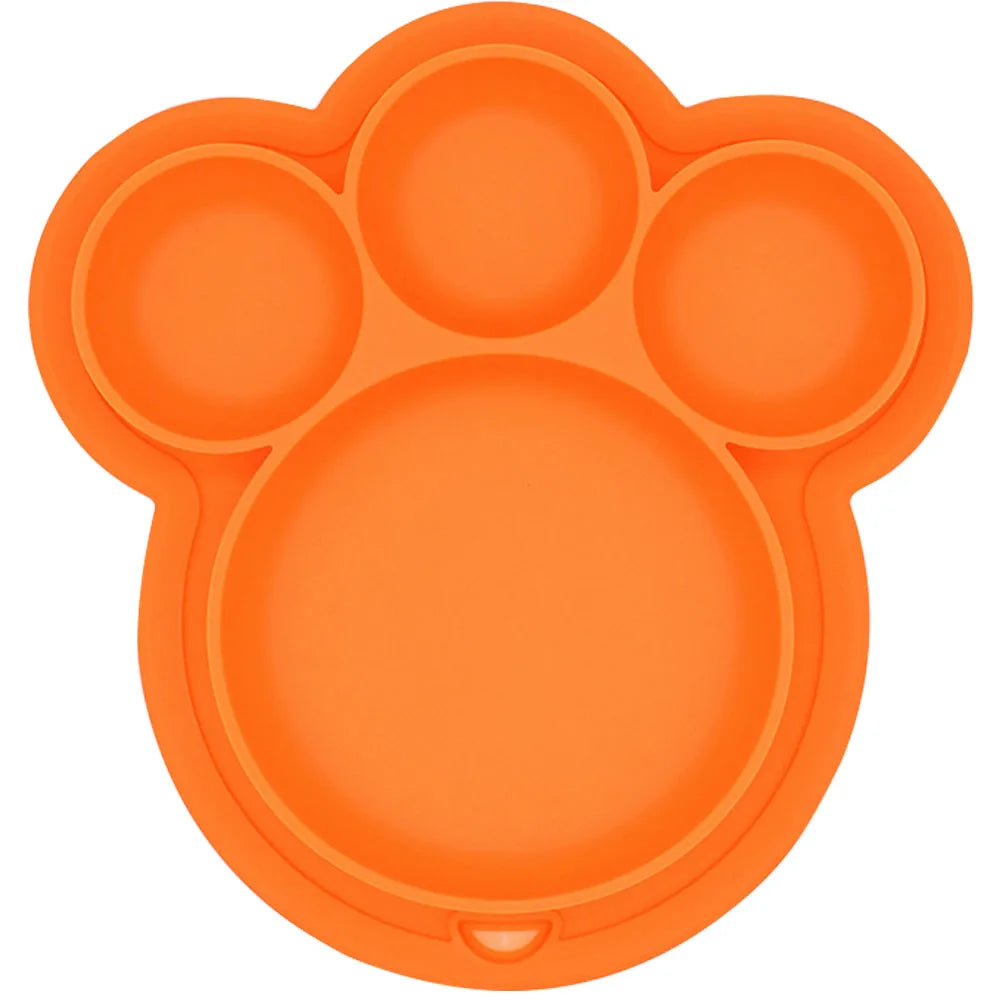 Kids Food-grade Silicone Home Dinner Dish Baby Plate Tableware Bear Paw Shape Children Training Cartoon Bowls Suction Toddler 3