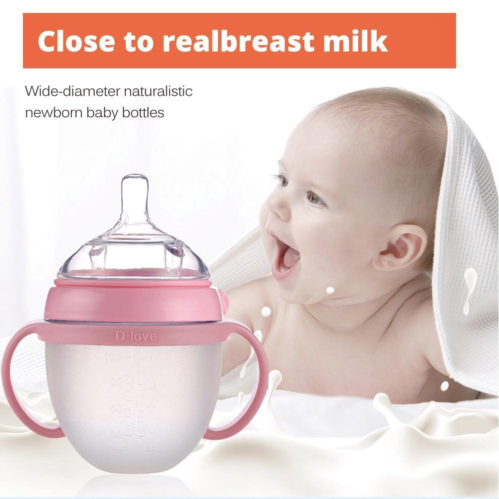 Baby Bottle For Milk and Breastmilk Wide Neck Soft Silicone Feeding Container Baby Water Bottle kids Nursing Bottles 5