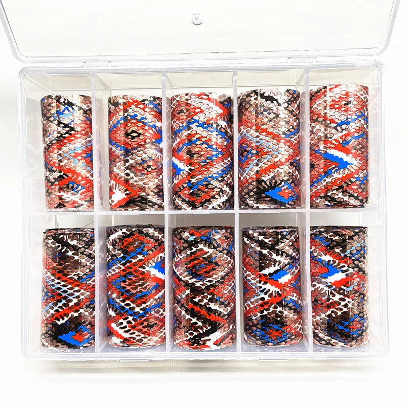10 Rolls Leopard Print Nail Foils Transfer Paper Amber Nail Art Stickers Snake Skin Manicure Set Decal Animal Nails Decoration 10