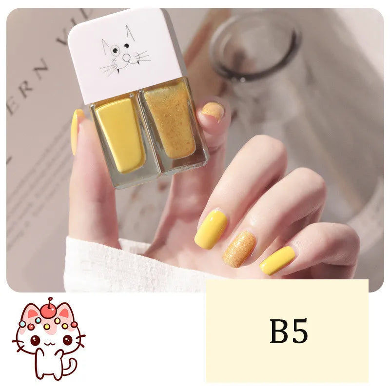 New 2 In 1 Candy Color Nail Polish Manicure Water-based Bright Scrub No Bake No Peeling Quick Dry Waterproof Lasting Nail Polish 33