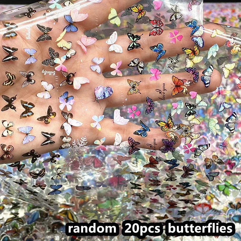 20 Rolls Halloween Nail Foils Gradient Transfer Paper Christmas Nail Art Stickers Stripe Floral Manicure Decals Nails Decoration 10