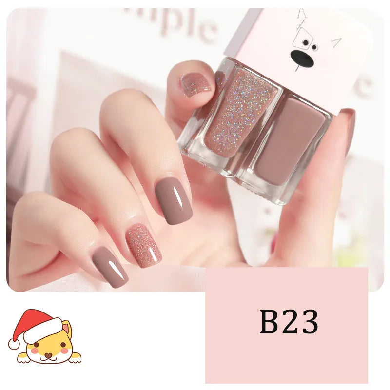 New 2 In 1 Candy Color Nail Polish Manicure Water-based Bright Scrub No Bake No Peeling Quick Dry Waterproof Lasting Nail Polish 18