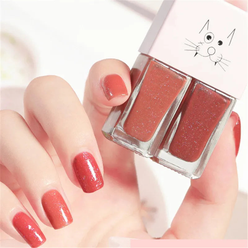 New 2 In 1 Candy Color Nail Polish Manicure Water-based Bright Scrub No Bake No Peeling Quick Dry Waterproof Lasting Nail Polish 5