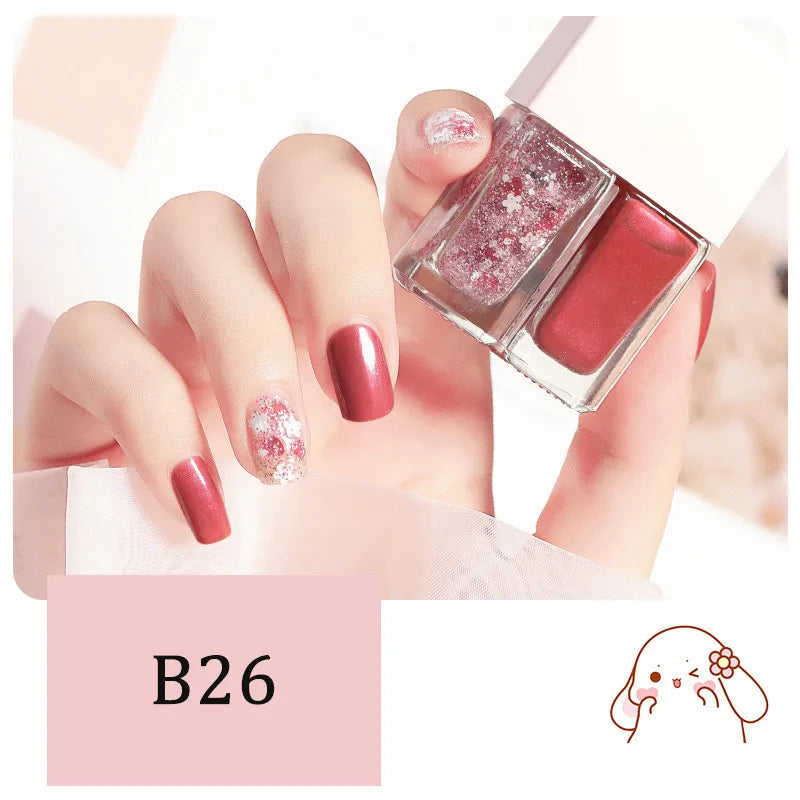 New 2 In 1 Candy Color Nail Polish Manicure Water-based Bright Scrub No Bake No Peeling Quick Dry Waterproof Lasting Nail Polish 9