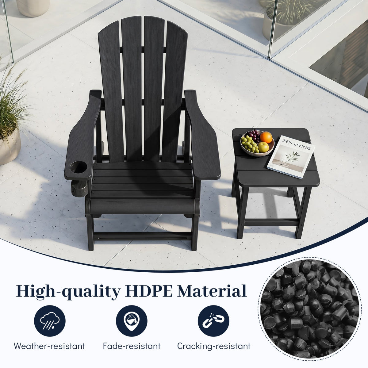 HDPE Adirondack Chair with Realistic Wood Grain 5