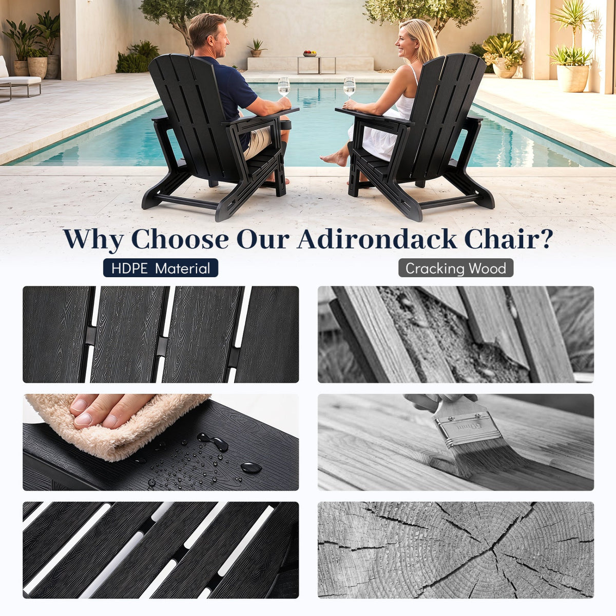 HDPE Adirondack Chair with Realistic Wood Grain 6