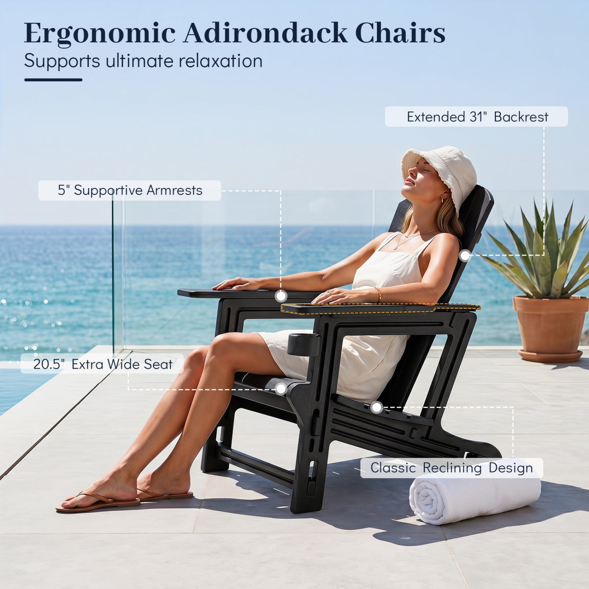 HDPE Adirondack Chair with Realistic Wood Grain 7