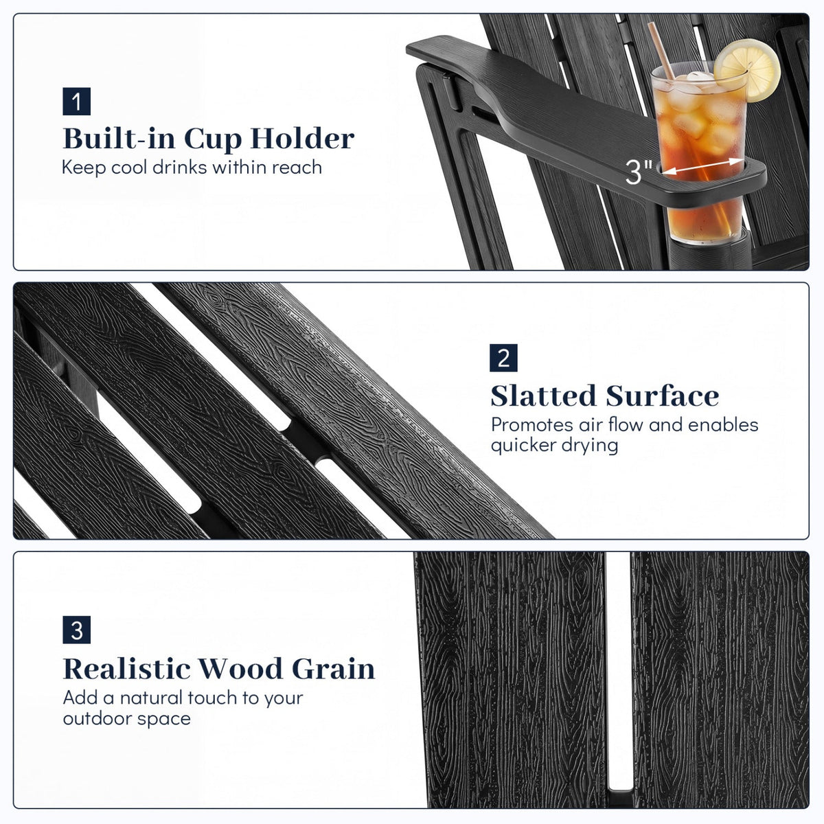 HDPE Adirondack Chair with Realistic Wood Grain 8