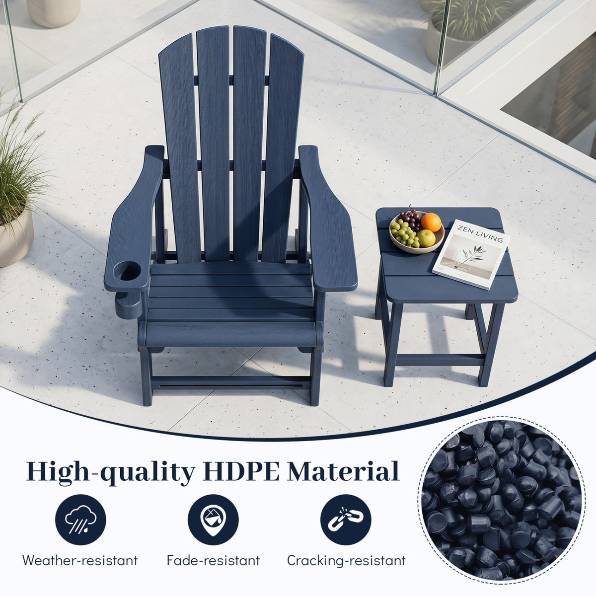 HDPE Adirondack Chair with Realistic Wood Grain 14