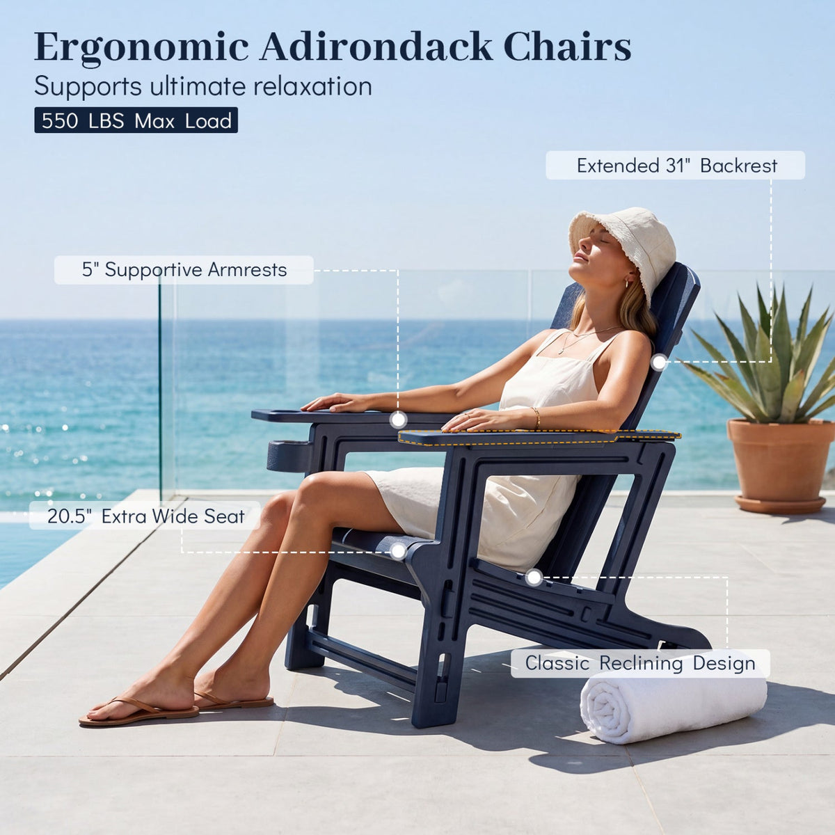 HDPE Adirondack Chair with Realistic Wood Grain 16