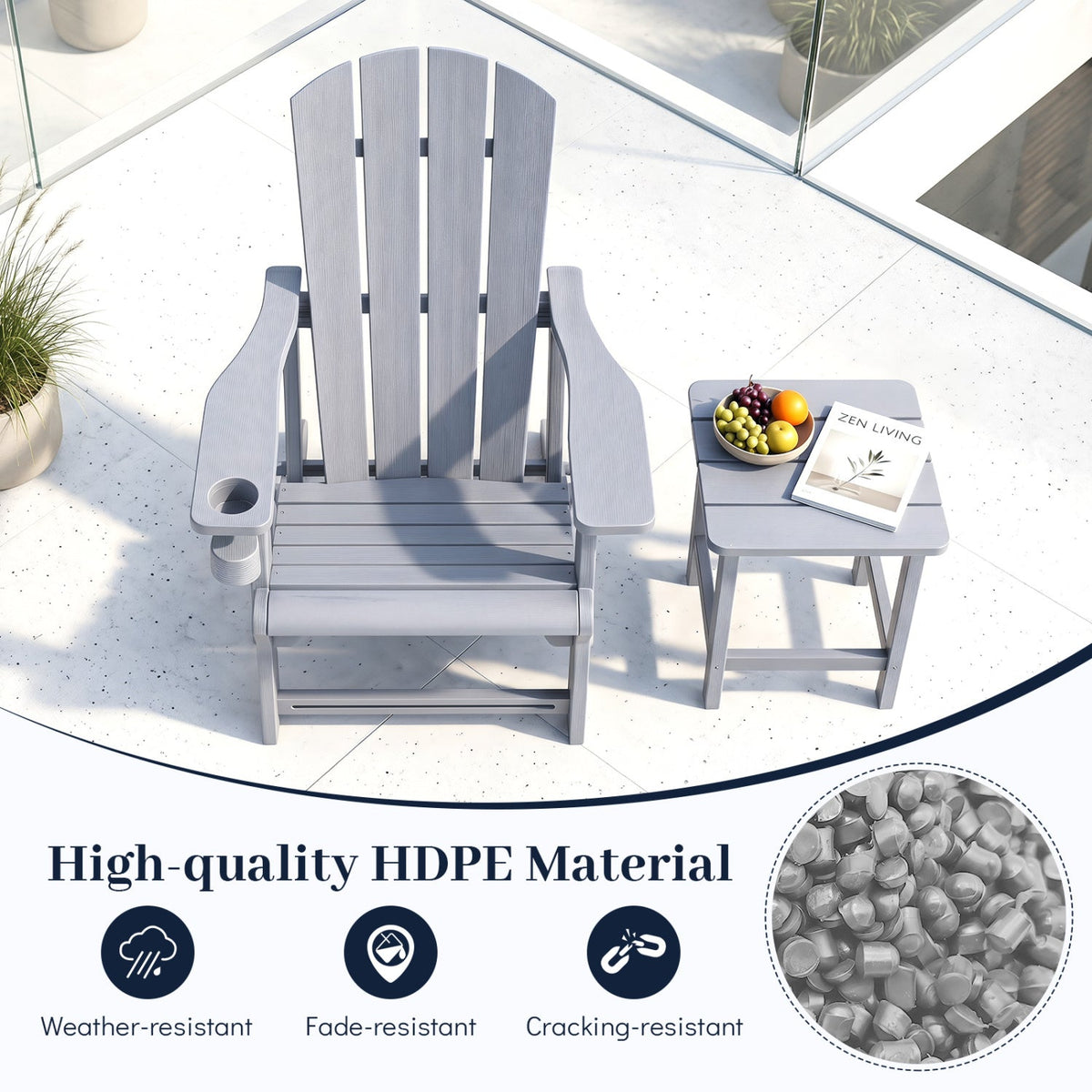 HDPE Adirondack Chair with Realistic Wood Grain 22